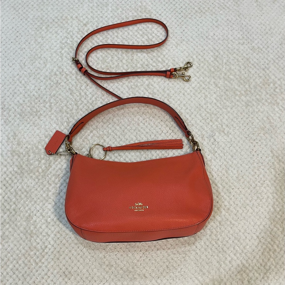 Coach Women's Orange Leather Shoulder Bag